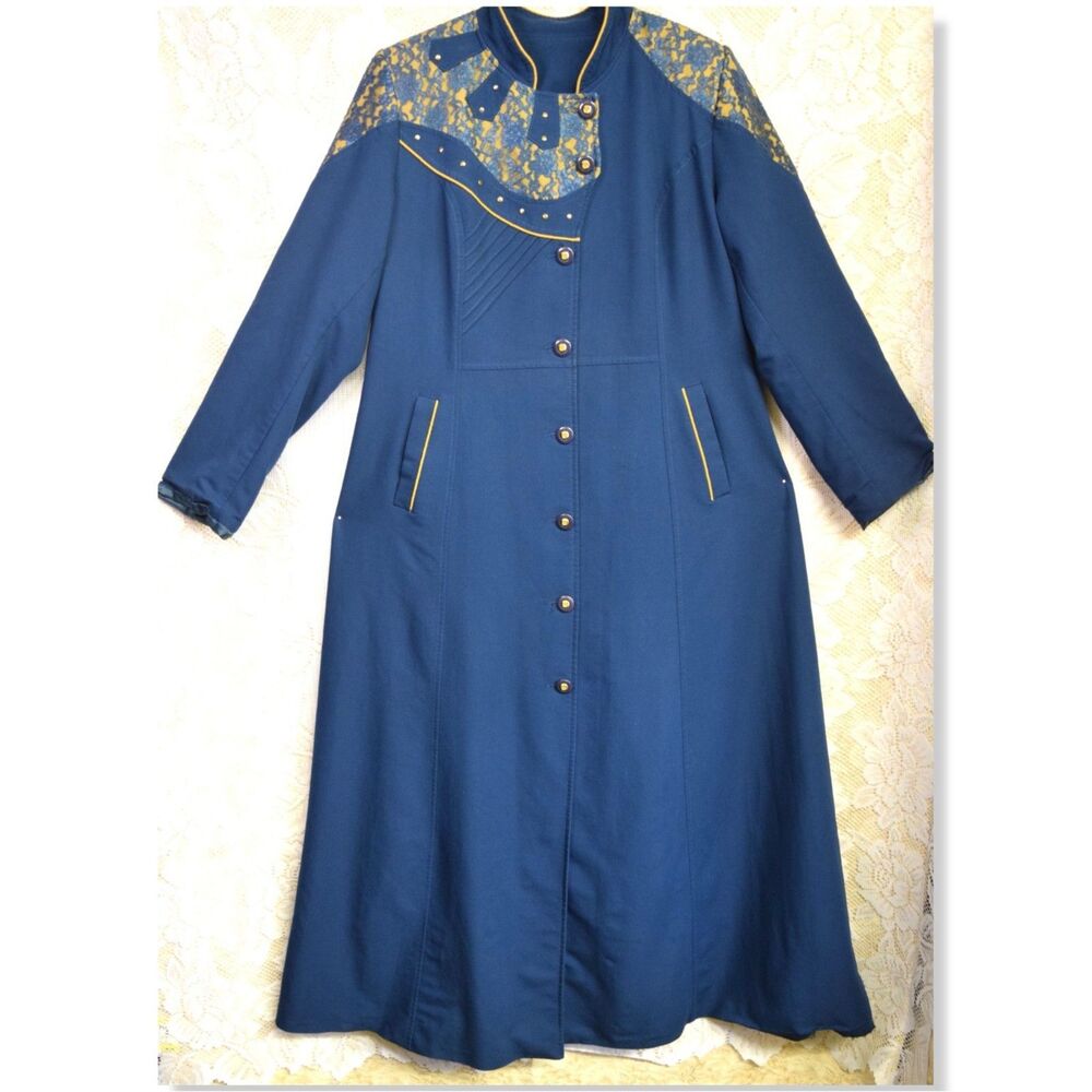 Womens L/XL Formal Steampunk Lace Overlay Military Style Overcoat Trench Coat